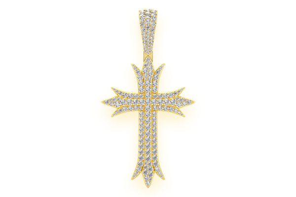 Deco Cross Diamond Pendant 14k Solid Gold 6.75ctw