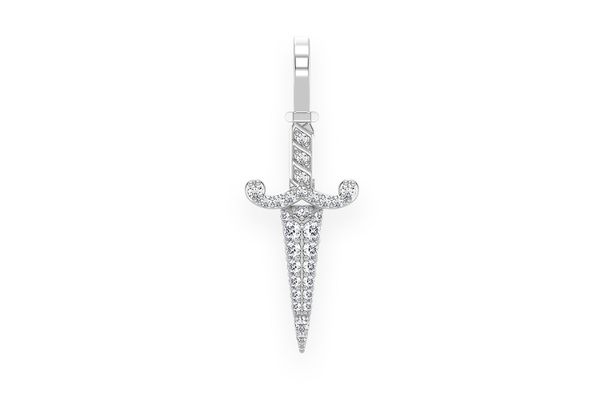 Dagger Diamond Pendant 14k Solid Gold 0.20ctw