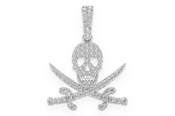 Pirate Skull Diamond Pendant 14k Solid Gold 0.35ctw