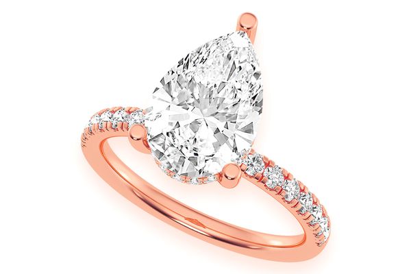 3.00ct Pear Solitaire - One Row Under Halo - Diamond Engagement Ring - All Natural