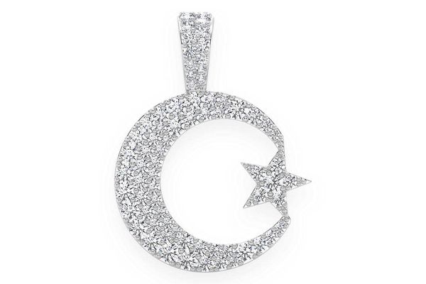 Crescent Moon Diamond Pendant 14k Solid Gold .85ctw