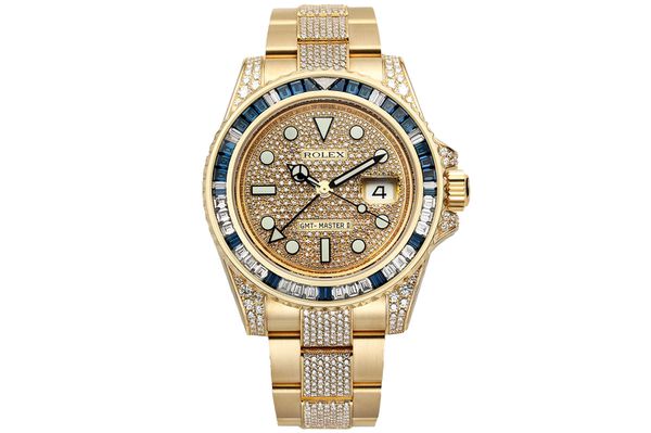 Rolex - GMT-master Ii - 116758sa - Yellow Gold Factory Diamonds Blue Sapphire (mb613)