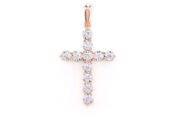 Bitty Miracle Set Diamond Cross Pendant 14k Solid Gold 0.20ctw 