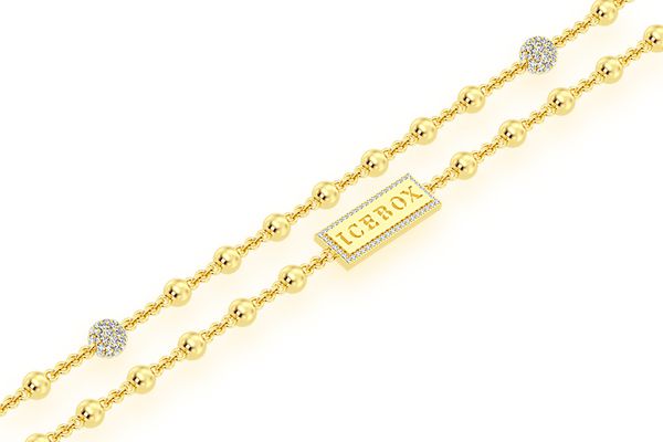 5 Diamond Bead Rosary Chain 14k Solid Gold 2.75ctw