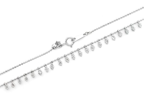 21 Stone Diamond Necklace 14k Solid Gold 0.75ctw