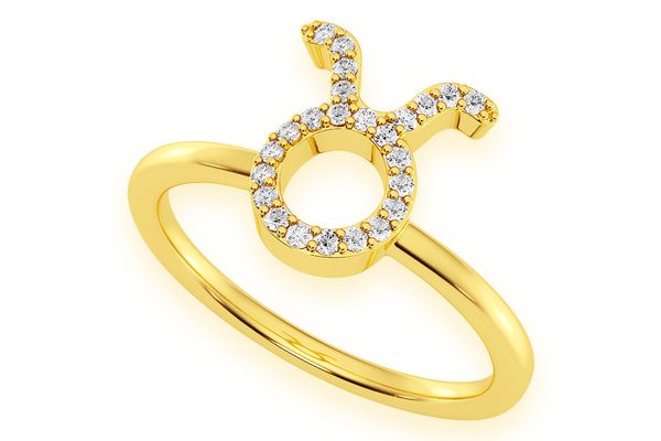 Taurus Zodiac Diamond Ring 14k Solid Gold 0.10ctw 