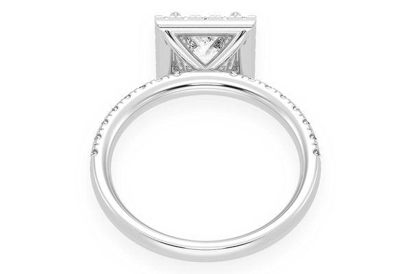 Thav - .75ct Princess Cut - Scallop Halo One Row- Diamond Engagement Ring - All Natural