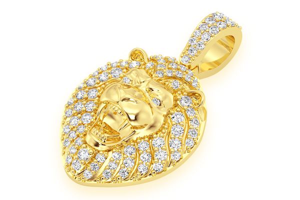 Lion Head Diamond Pendant 14k Solid Gold .50ctw