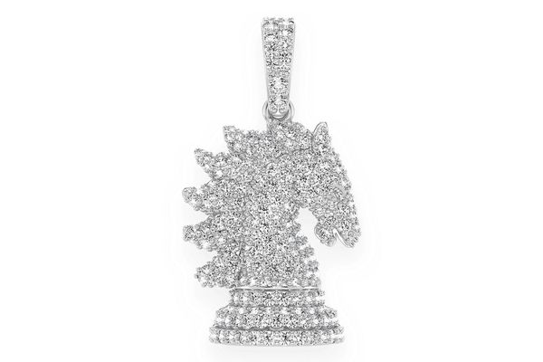 Knight Chess Piece Diamond Pendant 14k Solid Gold 1.00ctw