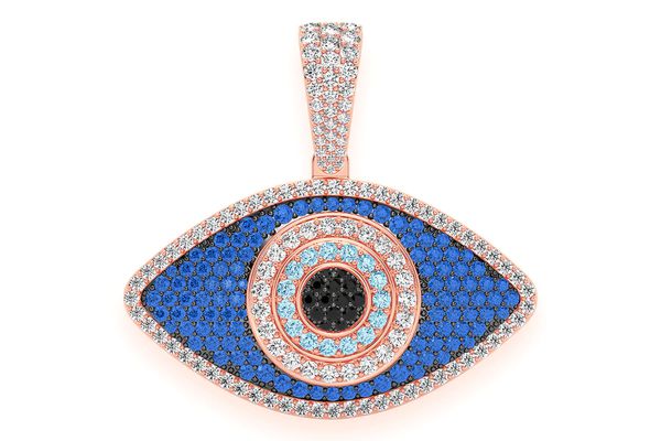 Evil Eye Diamond Pendant 14k Solid Gold 3.50ctw