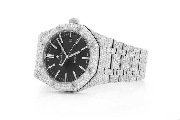 Audemars Piguet Royal Oak Steel - 21.25ctw Fully Iced Out