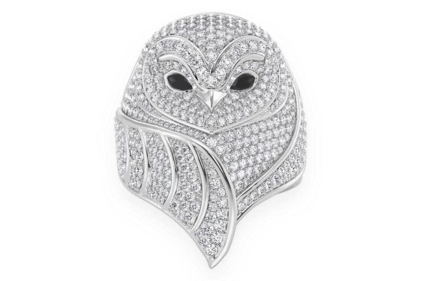 Owl Diamond Ring 14k Solid Gold 3.00ctw