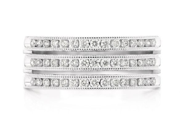 Three Row Split Channel Diamond Band 14k Solid Gold 0.50ctw