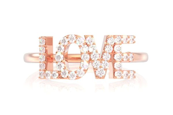 Love Diamond Ring 14k Solid Gold 0.15ctw