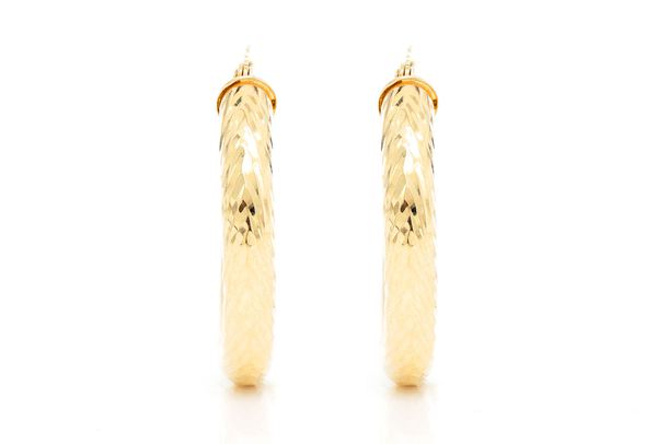 4MM Diamond-cut Hoop Earrings 14k Solid Gold Small