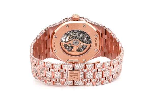 Audemars Piguet Royal Oak Skeleton 41MM 18k Rose Gold - Fully Iced Out