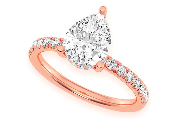 Thinn - 2.00ct Pear Solitaire - One Row Under Halo - Diamond Engagement Ring - All Natural