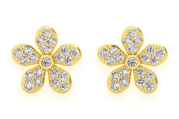 Flower Stud Diamond Earrings 14k Solid Gold 0.35ctw