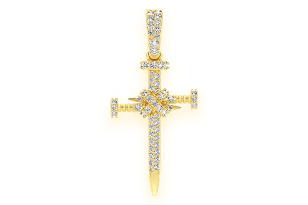 Nail Cross Diamond Pendant 14k Solid Gold 0.50ctw