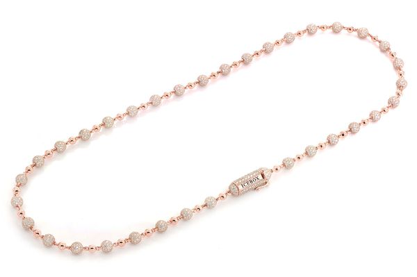 Beaded Diamond Necklace 14k Solid Gold 21.50ctw