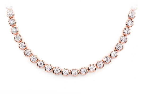 Bezel Set Miracle Diamond Tennis Necklace 14k Solid Gold 5.66ctw