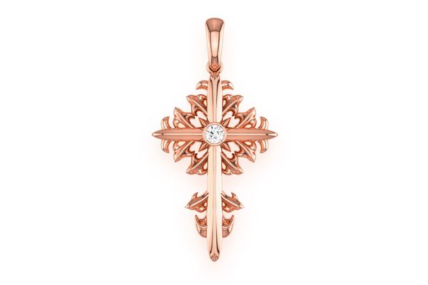 Filigree Cross 14k Solid Gold .02ctw