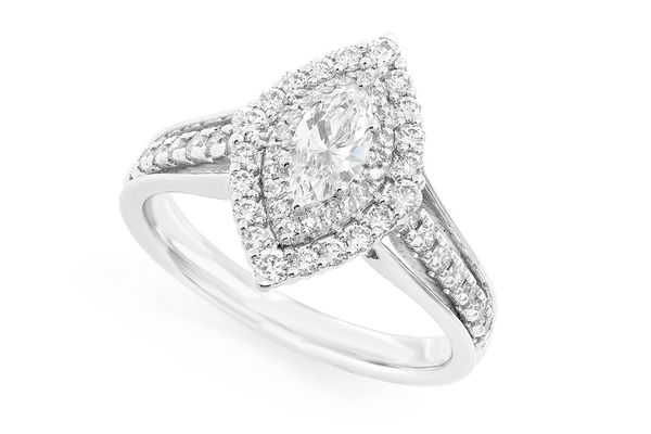 Marquise Double Halo Diamond Ring 14k Solid Gold 1.00ctw 