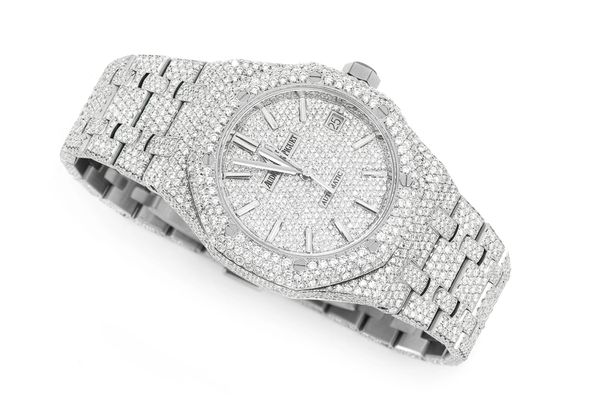 Audemars Piguet Royal Oak 37MM Steel - 18.00ctw Fully Iced Out