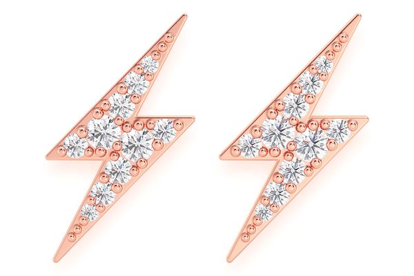 Lightning Bolt Stud Diamond Earrings 14k Solid Gold 0.25ctw