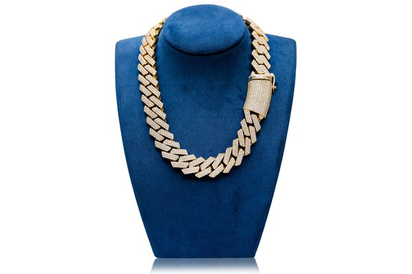 Icebox - 24MM Raised Miami Cuban Link Diamond Necklace 14k Solid Gold ...