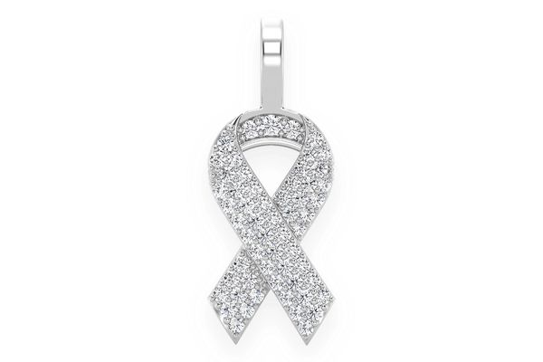 Awareness Ribbon Diamond Pendant 14k Solid Gold .25ctw