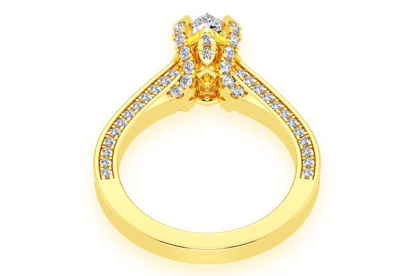 Chant - 1.00ct Pear Solitaire - Deluxe One Row Scallop - Diamond Engagement Ring - All Natural