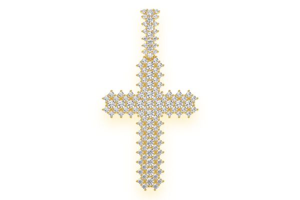 Jagged Cross Diamond Pendant 14k Solid Gold 5.50ctw