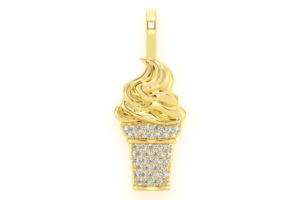 Ice Cream Diamond Pendant 14k Solid Gold .15ctw