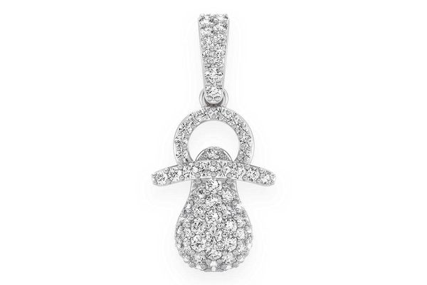 Baby Pacifier Diamond Pendant 14k Solid Gold 0.50ctw