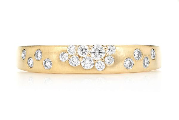 Gypsy Set Diamond Cluster Band Ring 14k Solid Gold 0.33ctw