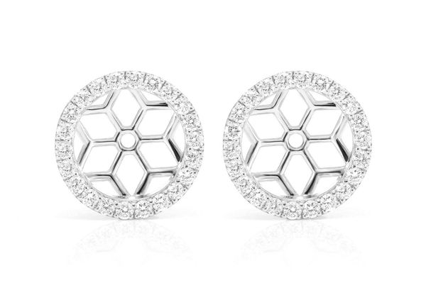 Flower & Mosaic Halo Diamond Earring Jacket 14k Solid Gold 0.50ctw