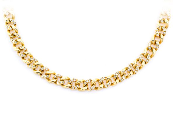 5MM Miami Cuban Half Link Diamond Necklace 14k Solid Gold 1.50ctw