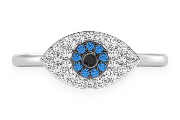 Evil Eye Diamond Ring 14k Solid Gold 0.20ctw 