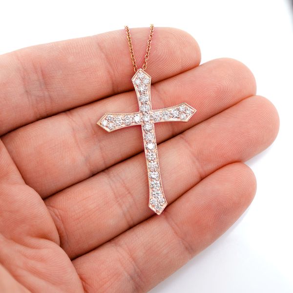 Beaded Nova Cross Necklace 14k   1.85ctw