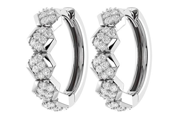 Staggered Diamond Hoop Earrings 14k Solid Gold 0.30ctw