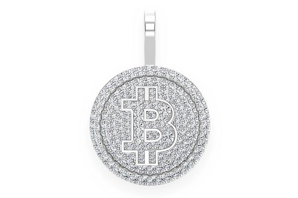 Bitcoin Diamond Pendant 14k Solid Gold 1.10ctw