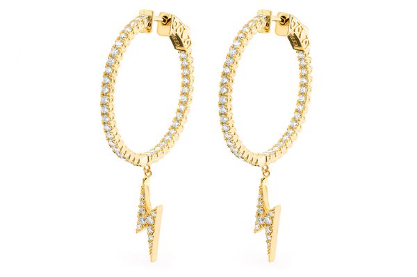 Inside-out Dangling Lightning Bolt Hoop Diamond Earrings 14k Solid Gold 2.00ctw