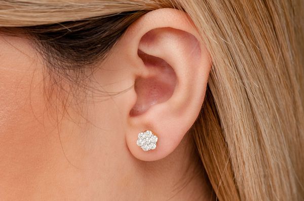 cluster flower diamond earrings