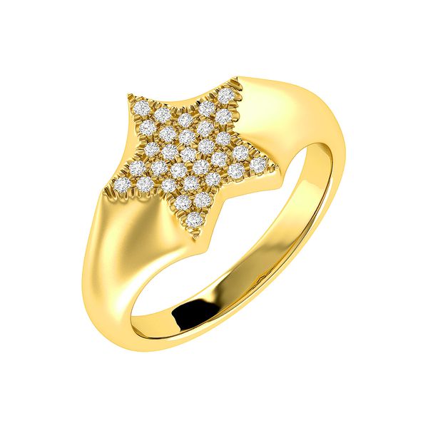 Star Diamond Ring 14k Solid Gold 0.12ctw