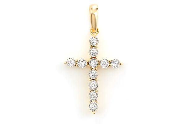 Tiny Diamond Cross 14k Solid Gold 0.05ctw