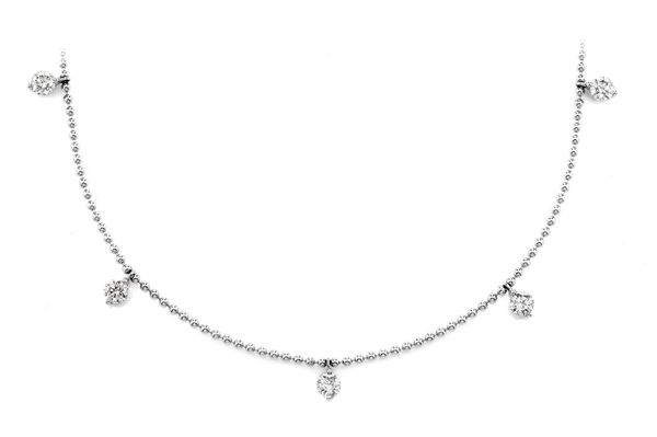 7 Stone Prong Set Diamond Dangle Necklace 14k Solid Gold 0.85ctw