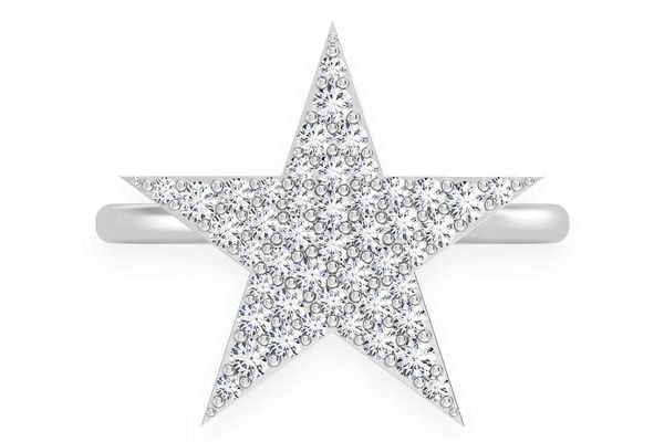 5 Point Star Ring 14k Solid Gold 0.35ctw 