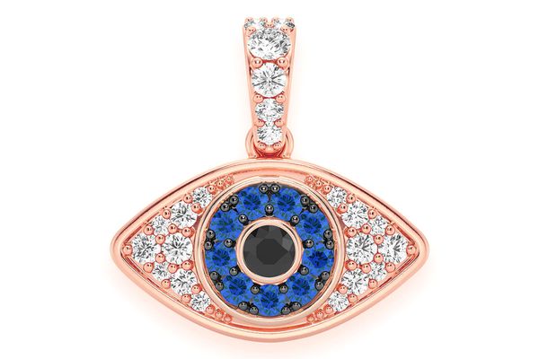 Evil Eye Bubbly Diamond Pendant 14k Solid Gold 0.50ctw