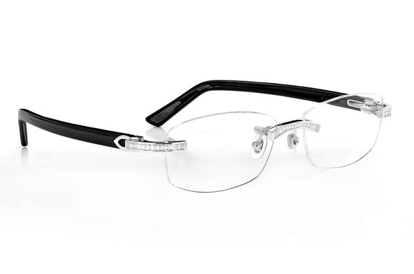 Icebox Cartier Glasses Iced Out Diamonds Rimless 1.62ctw White Gold